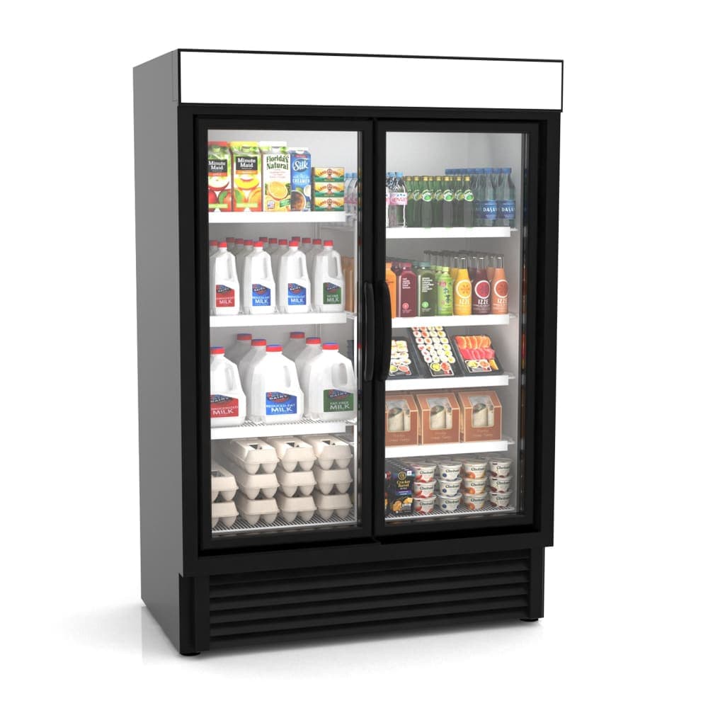 Hussmann VRM2B 53 9/10" microSC™ Two Section Glass Door Merchandiser - (2) Left Hinge Doors, Black, 115v