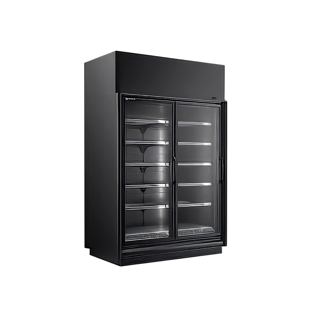 Master-Bilt BEM-2-30CP 67" BEM-CP Series Two Section Glass Door Merchandiser - (2) Left/Right Hinge Doors, Black, 208-230v