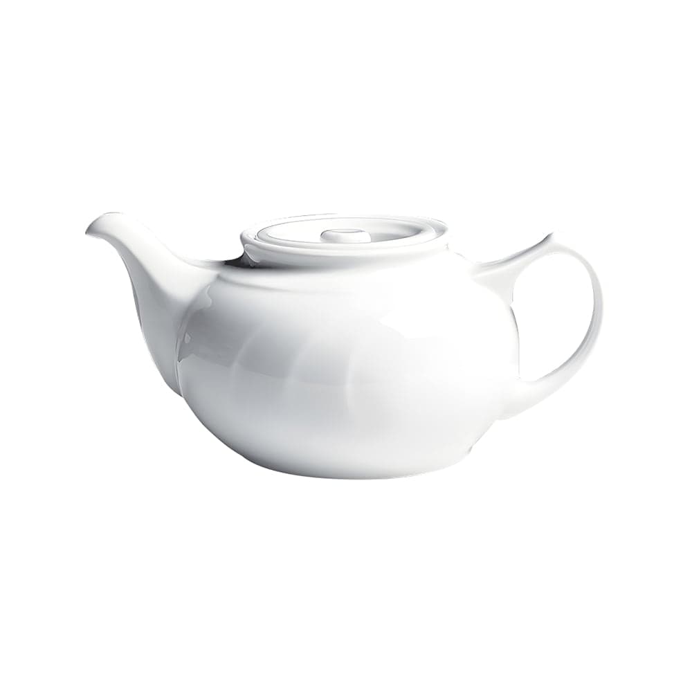 Cameo China 32 oz Bostonian Coffee/Tea Pot w/ Lid - Ceramic, White (301-18PL)