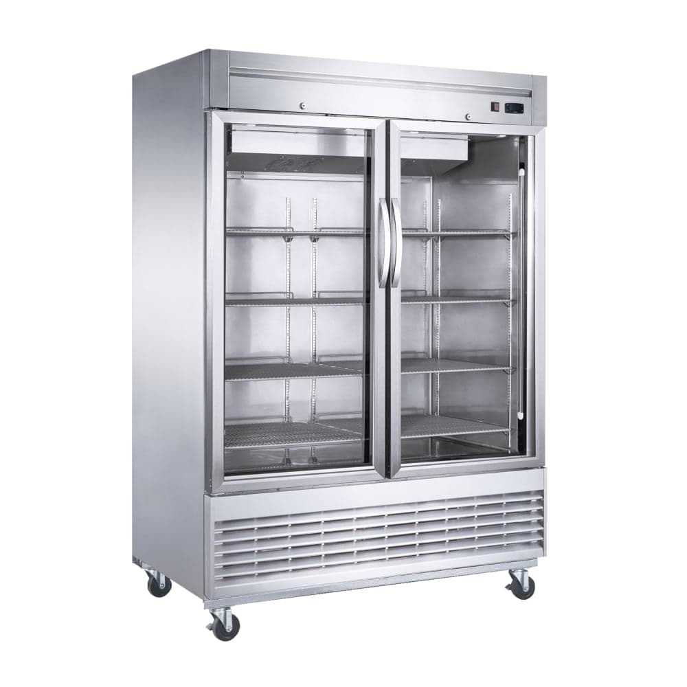 Dukers D55F-GS2 55 1/8" Two Section Reach In Freezer, (2) Left/Right Hinge Glass Doors, 115v
