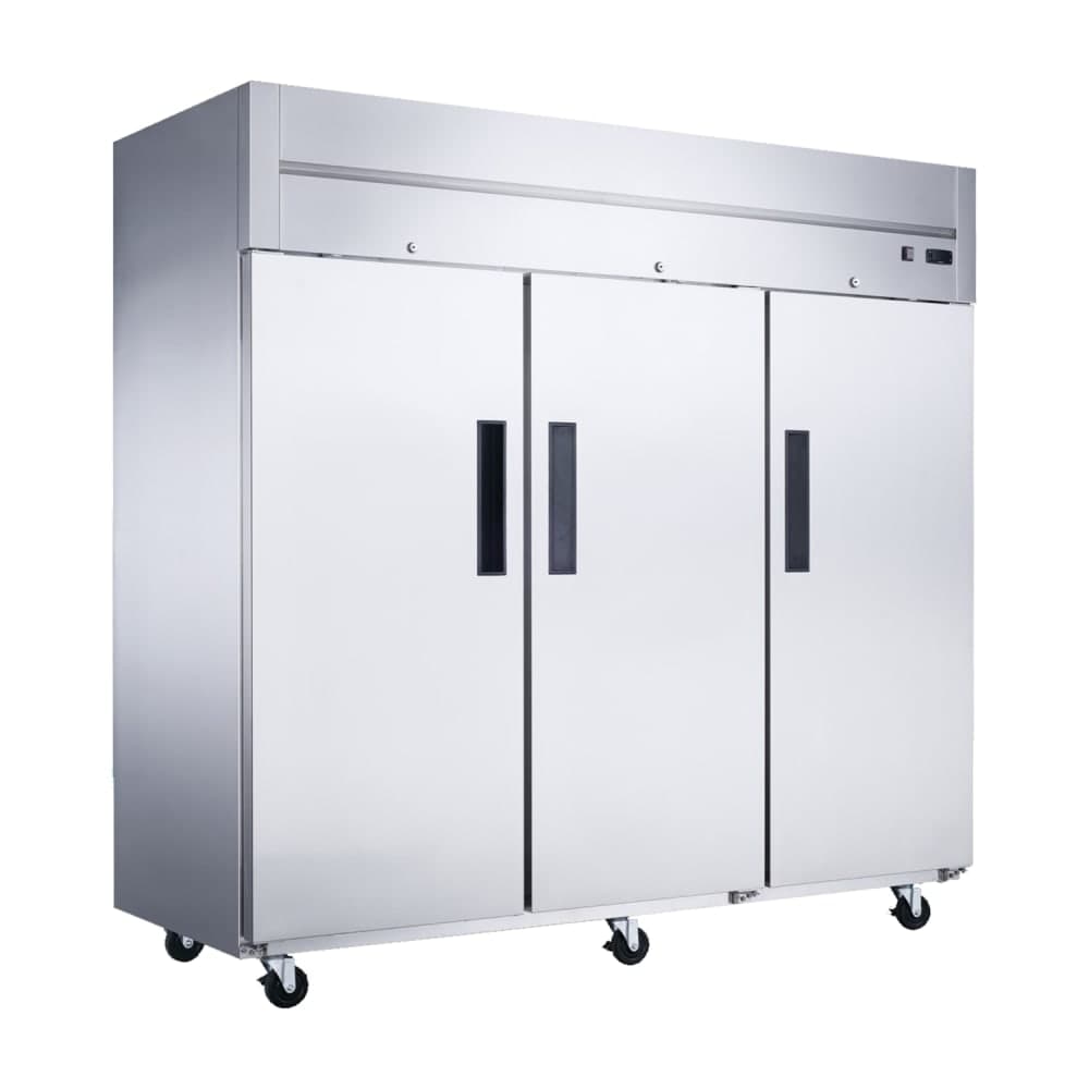 Dukers D83AF 82 5/8" Three Section Reach In Freezer, (3) Left/Right Hinge Solid Doors, 115v