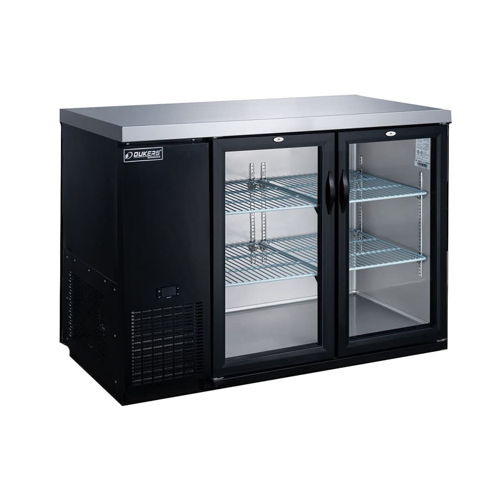Dukers DBB60-H2 56 7/8" Bar Refrigerator - 2 Swinging Glass Doors, Black, 115v