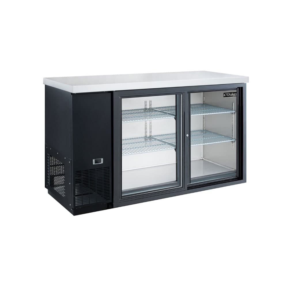 Dukers DBB60-S2 61 1/8" Bar Refrigerator - 2 Sliding Glass Doors, Black, 115v
