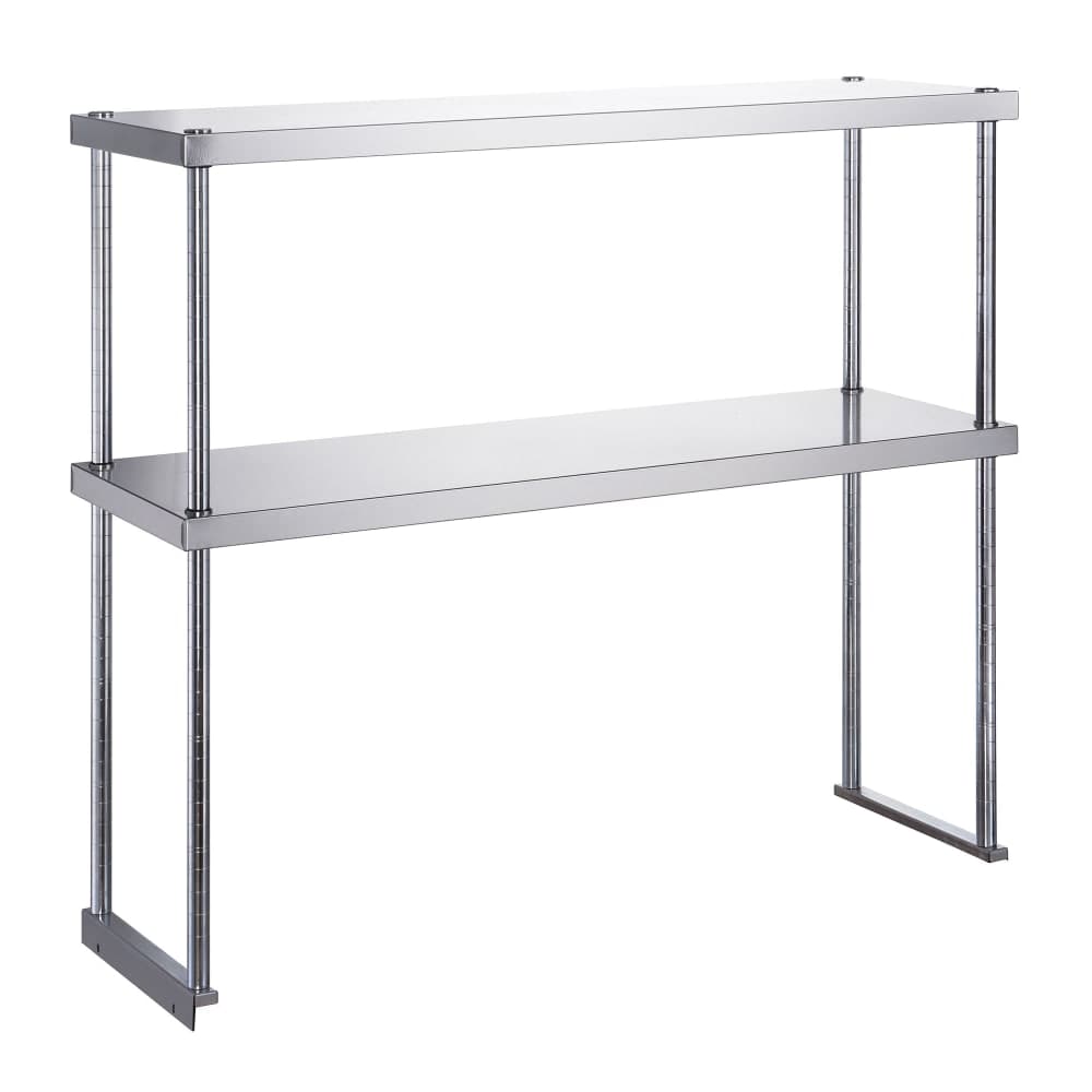 Dukers DCOS-1862 61 1/2" Table Mount Shelf - 2 Deck, Side-Mount, 18"W, Stainless