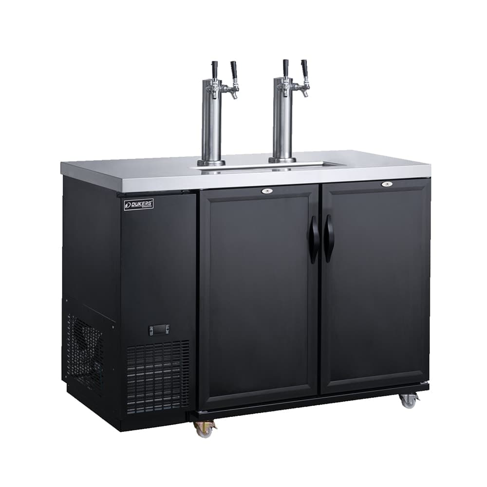 Dukers DKB48-M2 49 7/8" Kegerator Beer Dispenser w/ (7) 1/6 Keg Capacity - (2) Columns, Black, 115v