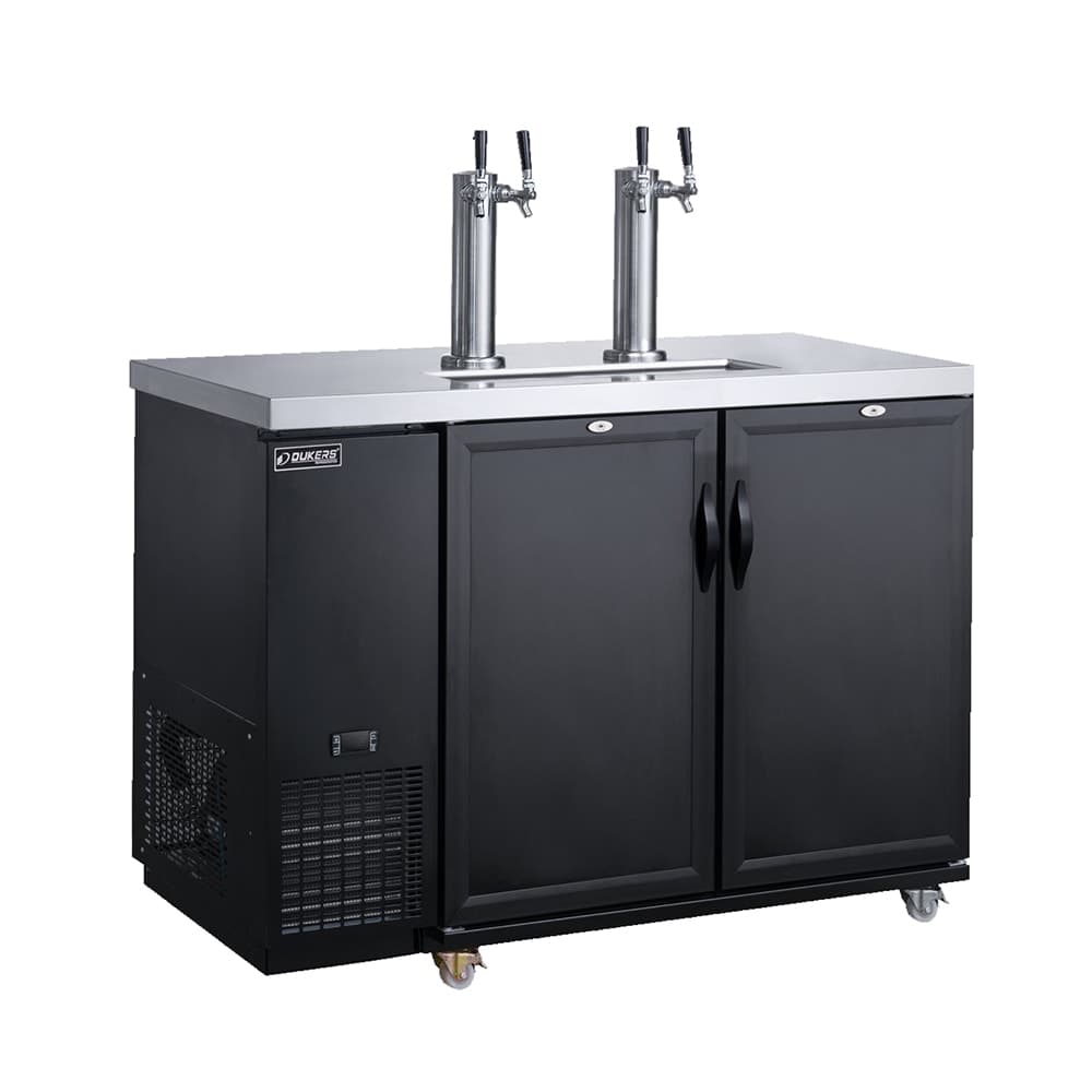 Dukers DKB60-M2 56 7/8" Kegerator Beer Dispenser w/ (8) 1/6 Keg Capacity - (2) Columns, Black, 115v