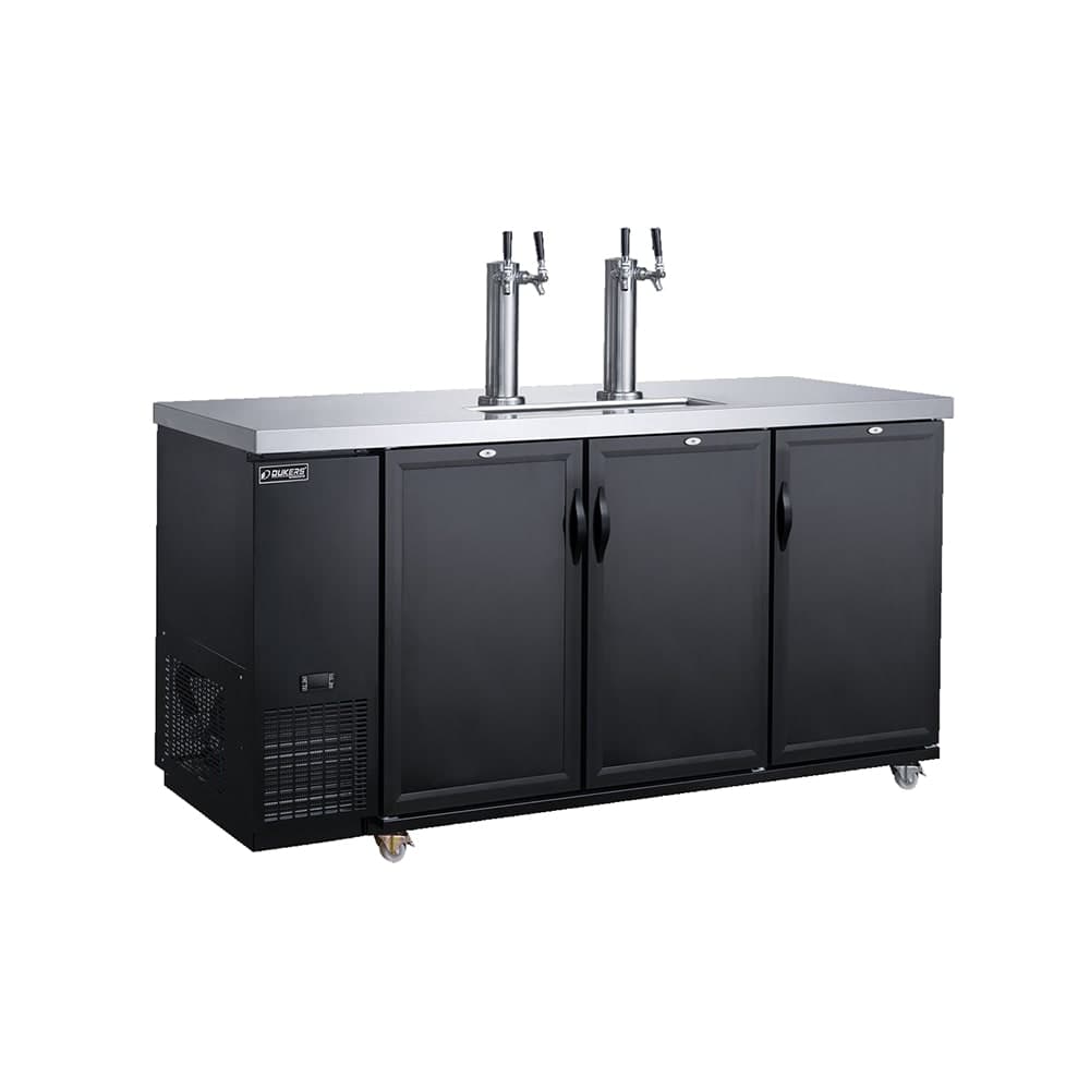 Dukers DKB72-M3 70 3/8" Kegerator Beer Dispenser w/ (12) 1/6 Keg Capacity - (2) Columns, Black, 115v