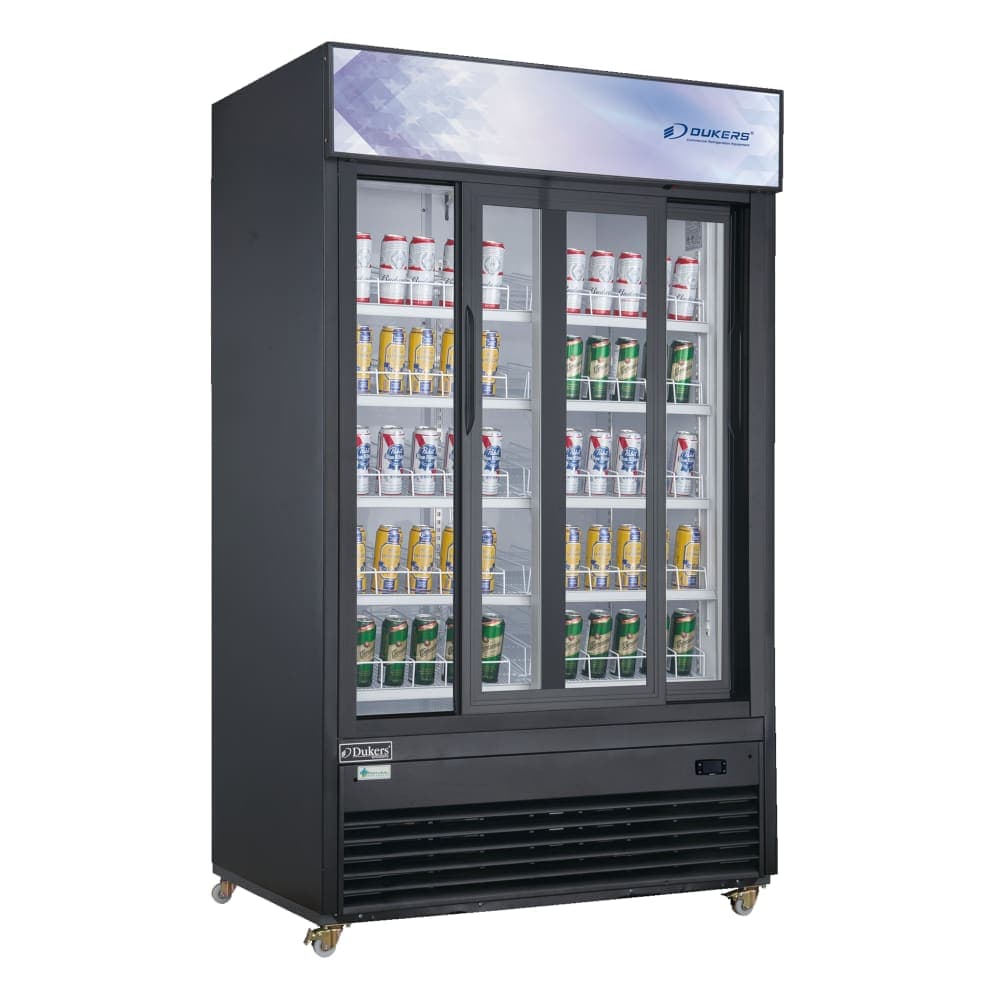 Dukers DSM-32SR 39 3/8" Two Section Glass Door Merchandiser - (2) Sliding Doors, Black, 115v