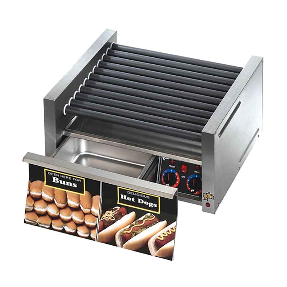 Star 50SCBD 50 Grill-Max® Hot Dog Roller Grill w/ Manual Controls - Slanted Top, 120v