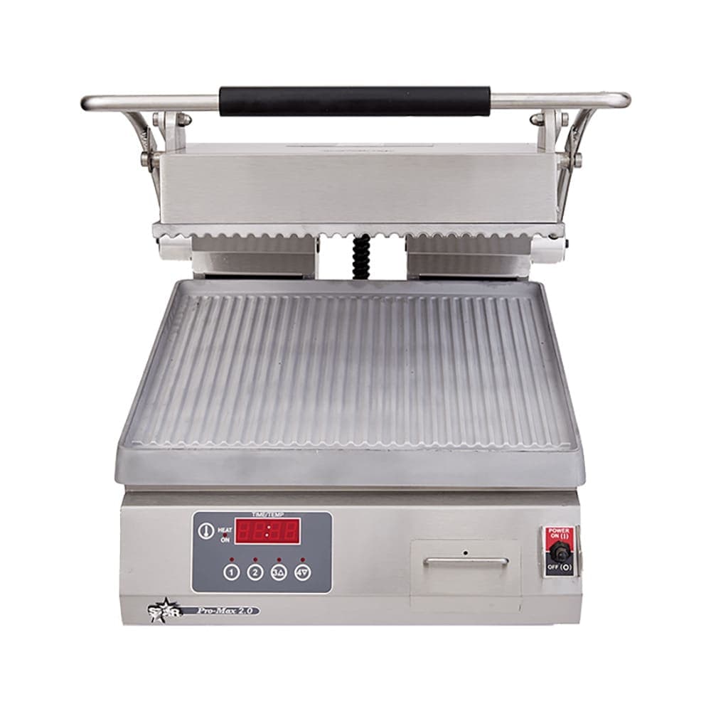 Star PGT14E Single Commercial Panini Press w/ Aluminum Grooved Plates, 240v/1ph