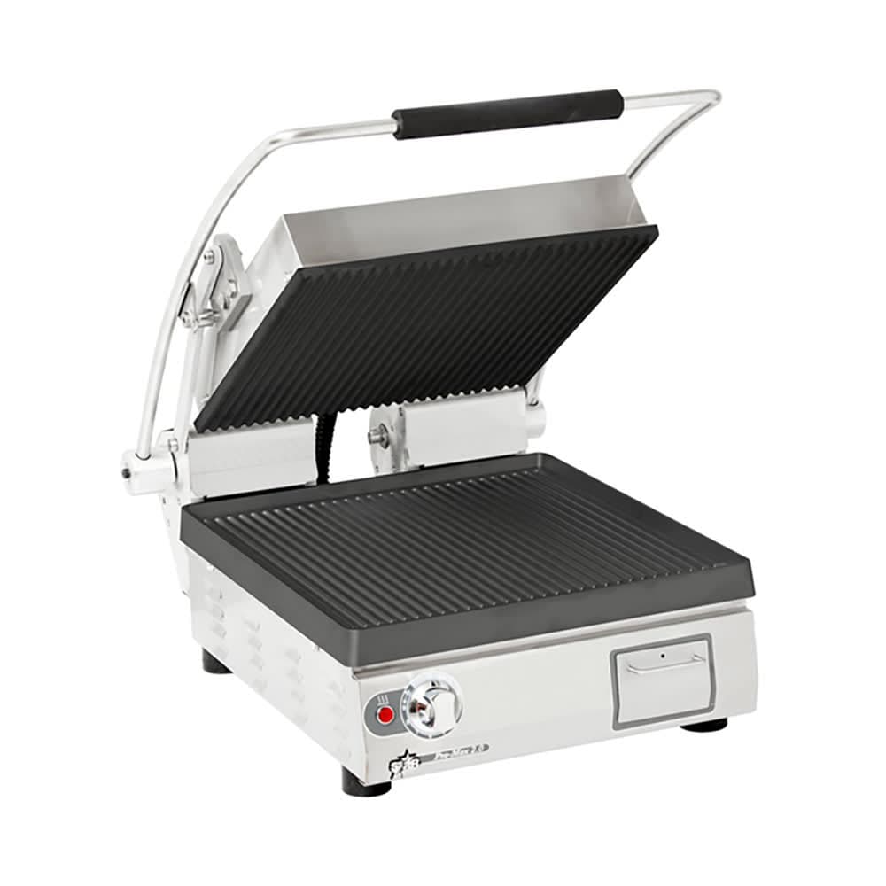 Star PGT14I Single Commercial Panini Press w/ Cast Iron Grooved Plates, 240v/1ph