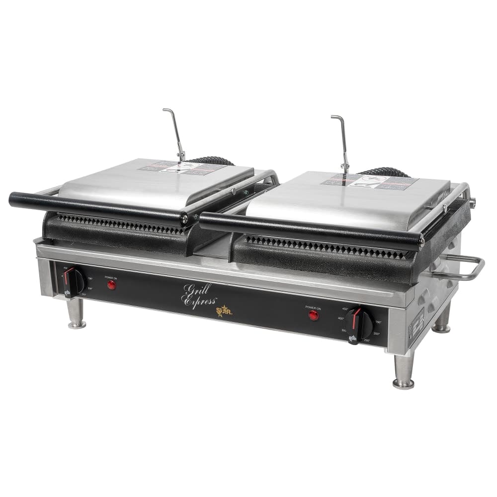 Star GX20IG Double Commercial Panini Press w/ Cast Iron Grooved Plates, 240v/1ph