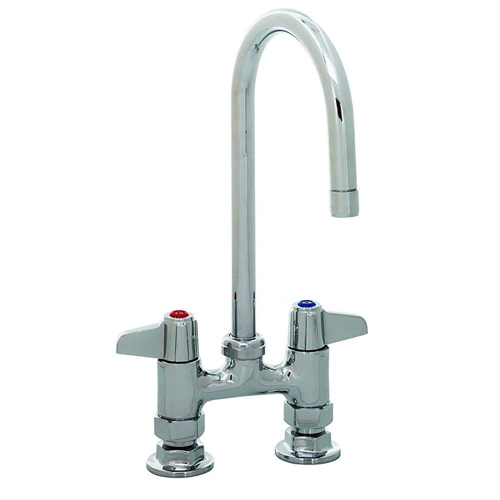 T&S 5F-4DLX05 Deck Mount Faucet - 5 1/2" Swivel Gooseneck Spout, 4" Centers