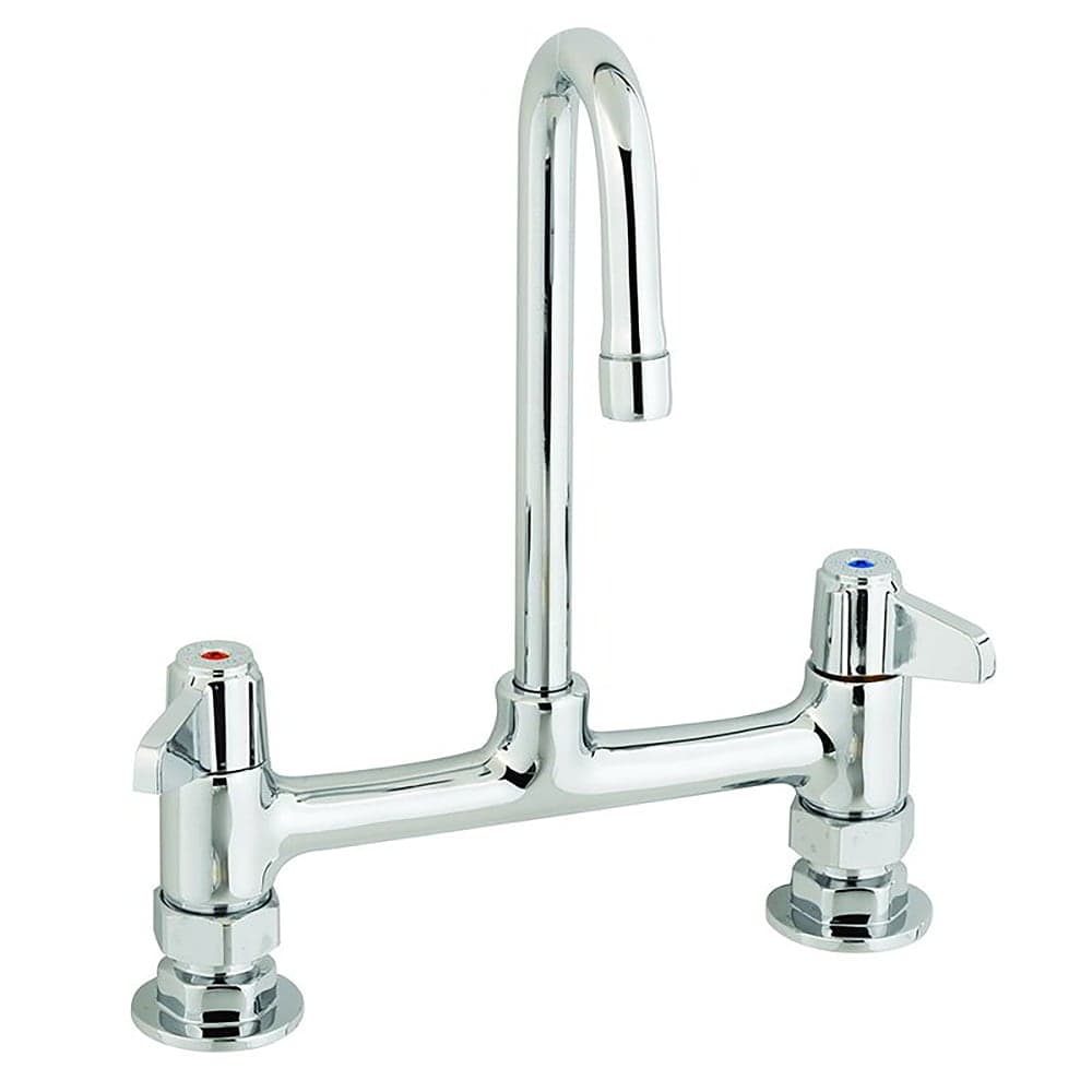 T&S 5F-8DLX03 Deck Mount Faucet - 3" Gooseneck Spout, 8" Centers