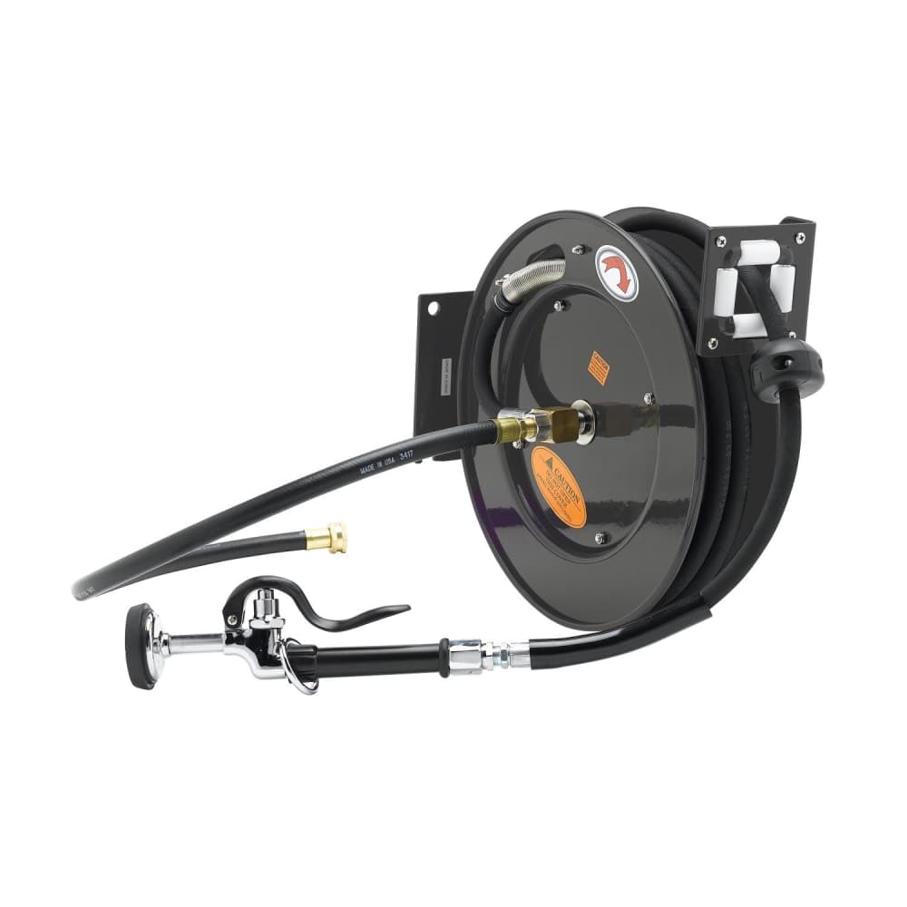 T&S 5HR-232-01-GH Open Hose Reel w/ 35 ft Hose - Steel, Black