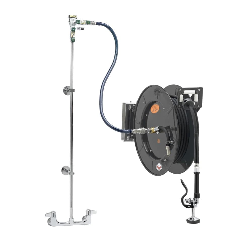 T&S 5HR-242-01WE1 Open Hose Reel Assembly w/ 50 ft Hose & Mixing Faucet, 1/2" Female Inlets