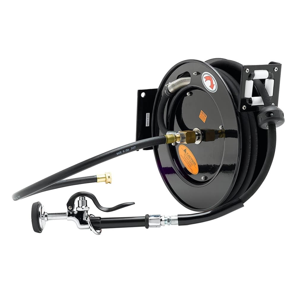 T&S 5HR-342-01-GH Hose Reel, 50 ft x 1/2 in, 5SV-H Spray Valve, 3 ft Connector Hose