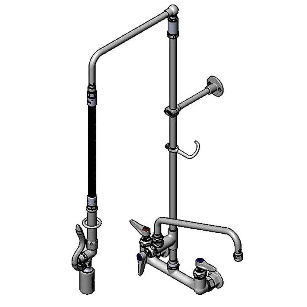 T&S B-0131-ADF12-BC 33 5/8"H Wall Mount Pre Rinse Faucet - 13/20 GPM, Base with Nozzle