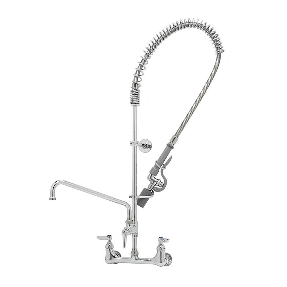 T&S B-0133-12-CR-BC 37 9/16"H Wall Mount Pre Rinse Faucet - 13/20 GPM, Base with Nozzle
