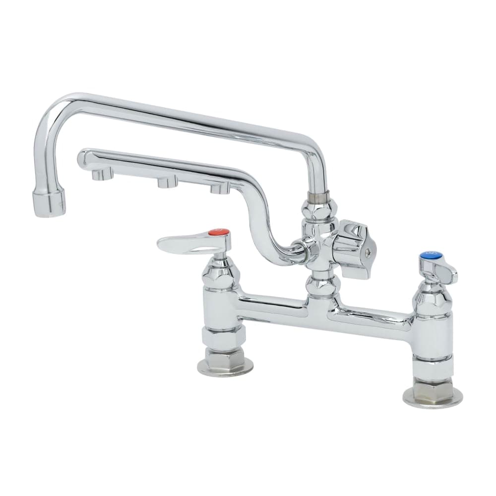 T&S B-0221-U12 Deck Mount Faucet - 12" Swing Spout, 10" Spray Arm