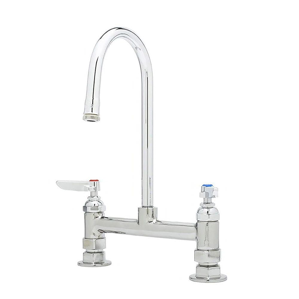 T&S B-0320 Deck Mount Faucet - 5 3/4" Gooseneck Spout, 8" Centers