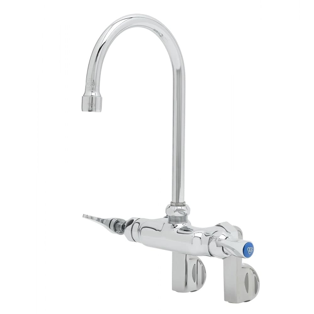 T&S B-0340 Splash Mount Faucet - 5 1/2" Gooseneck Spout, Adjustable Centers