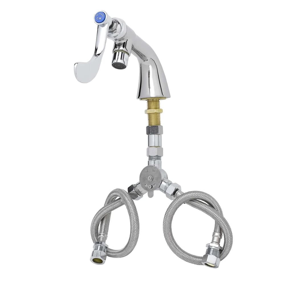 T&S B-0842 Sill Faucet w/ 1 Hole Base, Flex Hoses, Wrist Handle