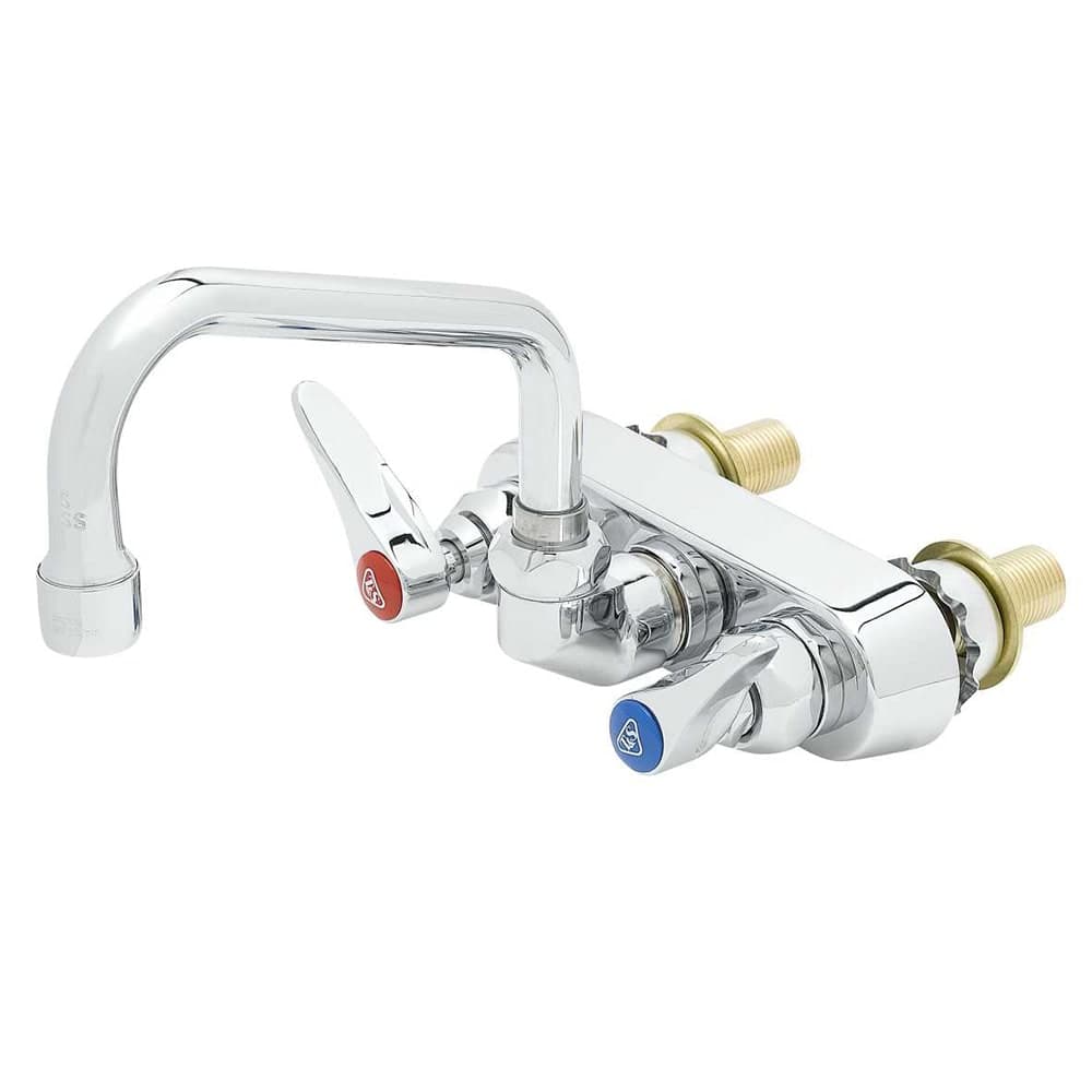 T&S B-1115-XS Splash Mount Faucet - 6" Swing Spout, 4" Centers, For Thicker Surfaces