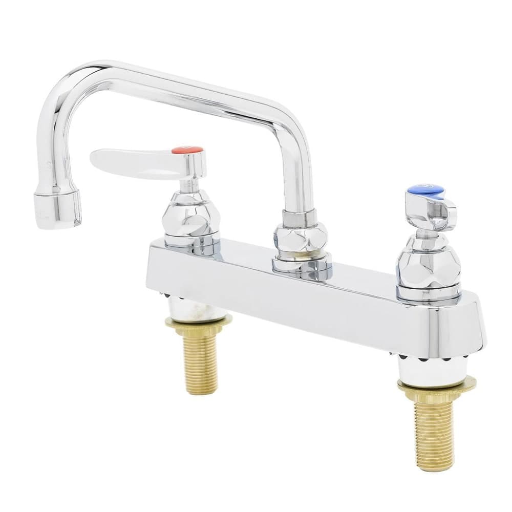 T&S B-1121-XS Deck Mount Faucet - 8" Swing Spout, 8" Centers, For Thicker Surfaces