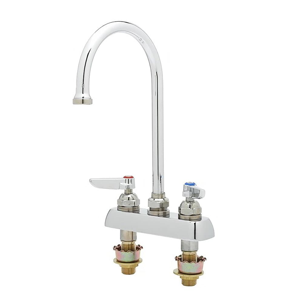 T&S B-1141-XS Deck Mount Faucet - 5 3/4" Swivel Gooseneck Spout, 4" Centers, For Thicker Surfaces