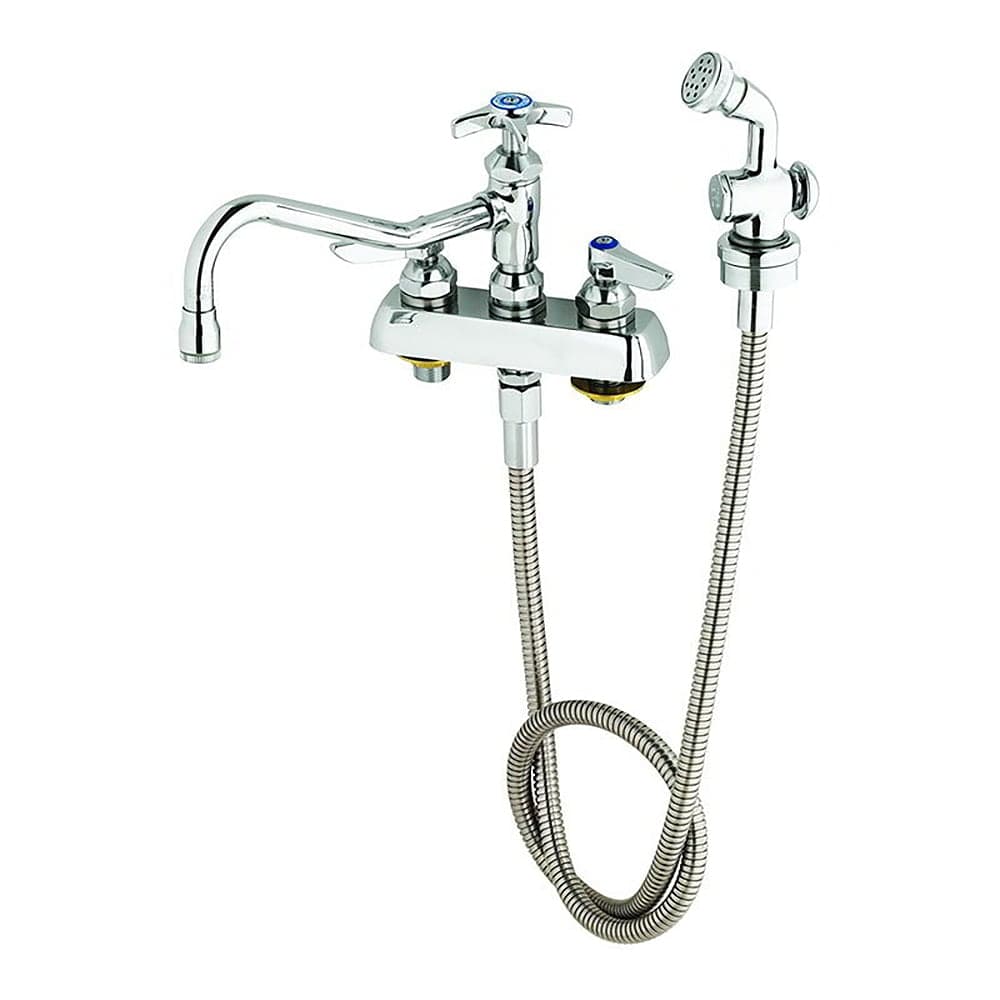 T&S B-1151 Deck Mount Faucet w/ 8" Swing Nozzle & Hose Spray
