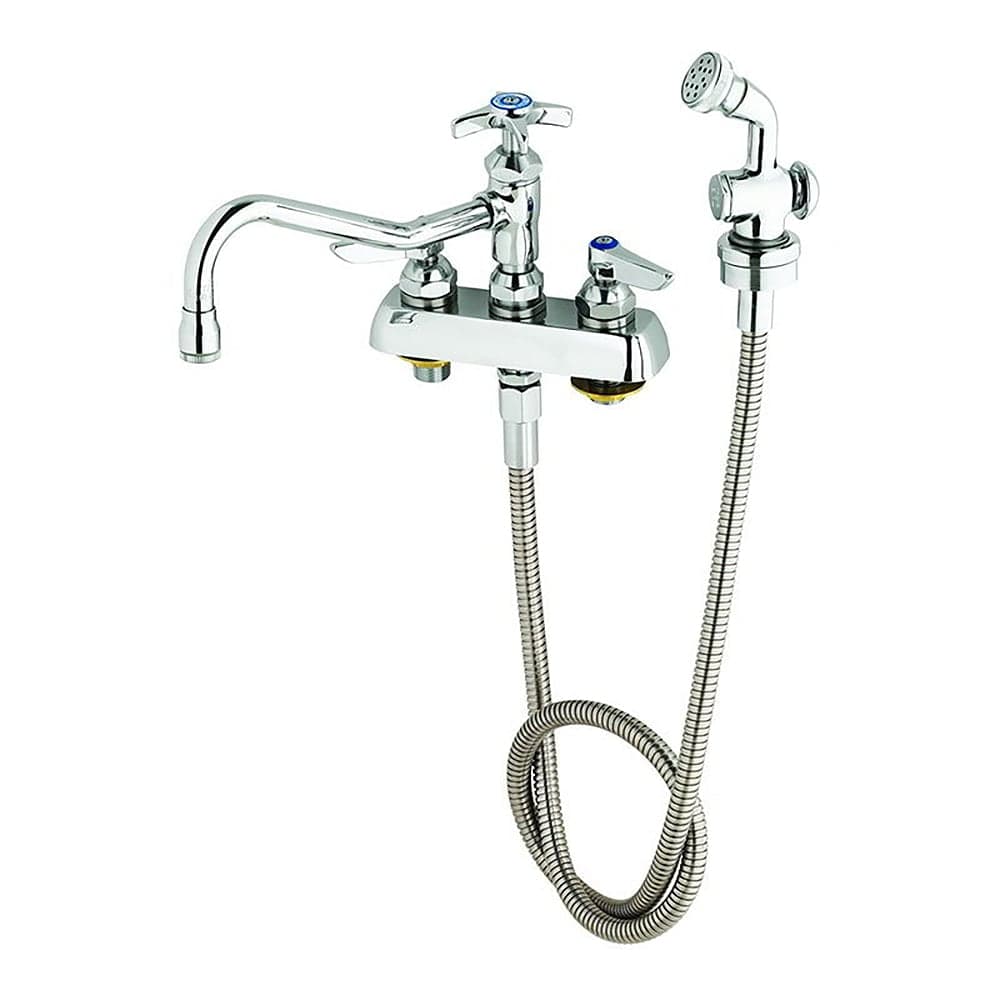 T&S B-1152 Deck Mount Faucet w/ 8" Swing Nozzle & Hose Spray