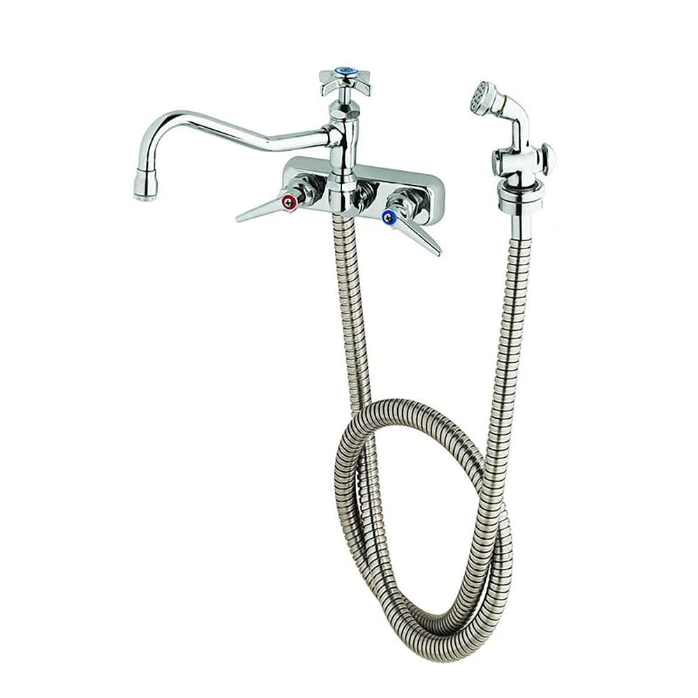 T&S B-1156 Splash Mount Faucet w/ 8" Swing Nozzle & Hose Spray