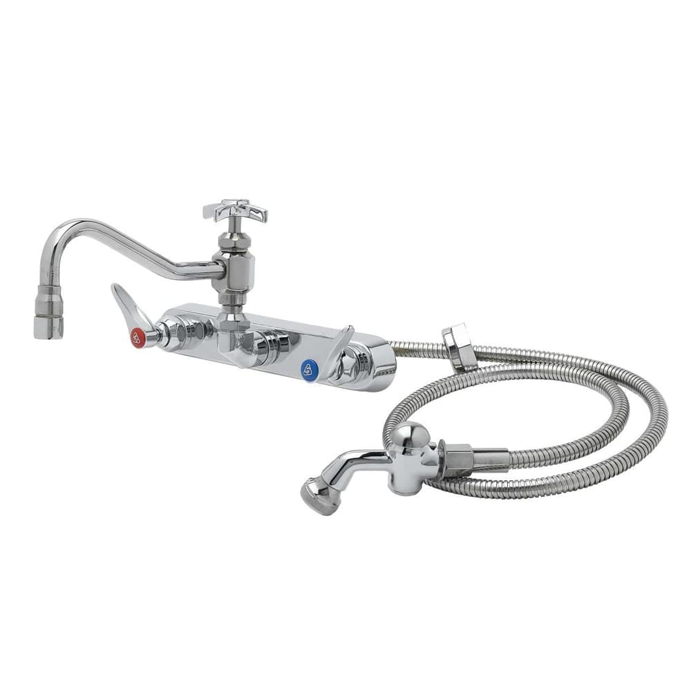 T&S B-1157 Splash Mount Faucet w/ 8" Swing Nozzle & Hose Spray