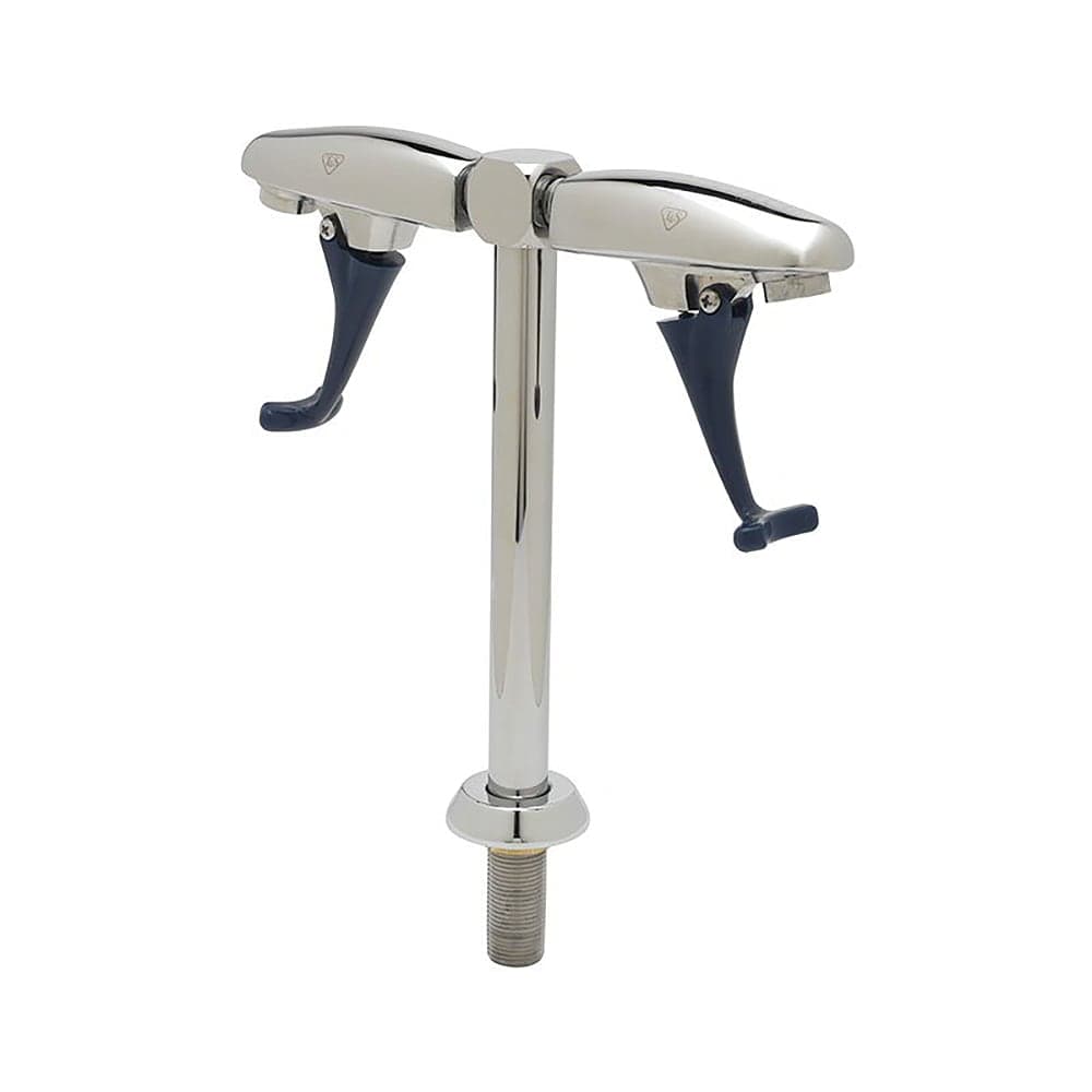 T&S B-1215 Double Pedestal Push Back Glass Filler w/ 1/2" IPS Male Inlet
