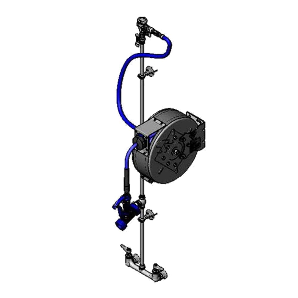 T&S B-7222-C05XS1E 30 ft Enclosed Hose Reel Assembly w/ 8" Wall Mount Mixing Faucet - 1/2" NPT