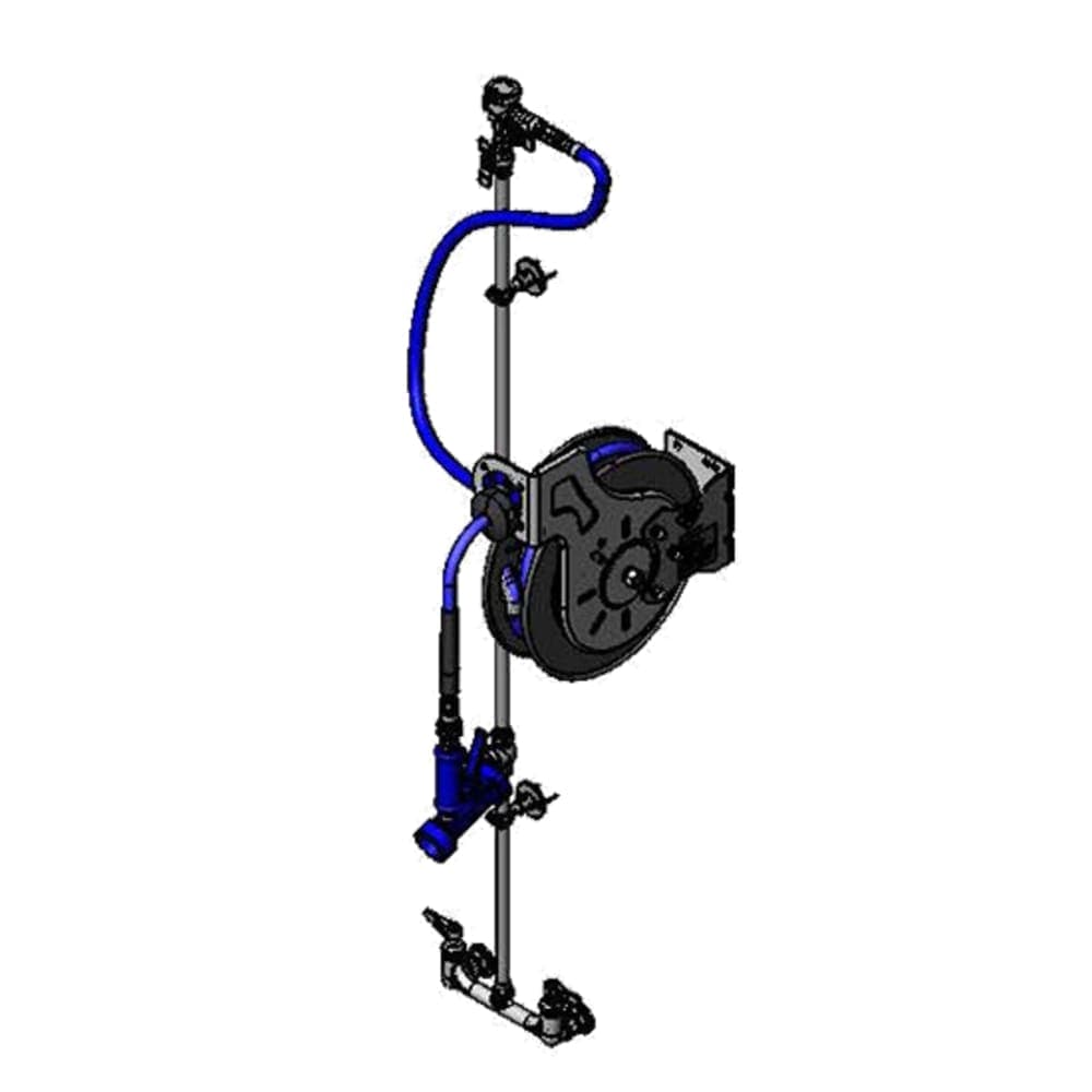 T&S B-1433-713202QD 35 ft Open Hose Reel Assembly w/ 8" Wall Mount Mixing Faucet - 1/2" NPT