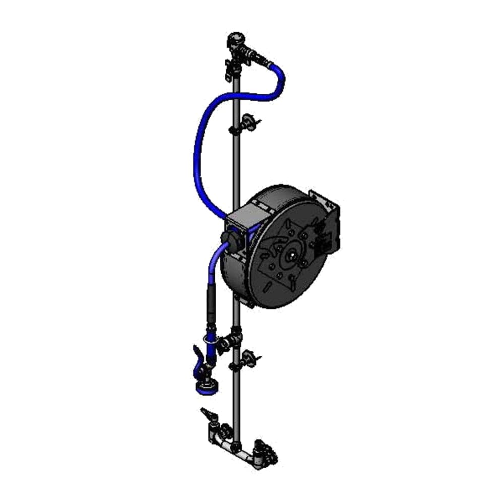 T&S B-7222-C01XS1C 30 ft Enclosed Hose Reel Assembly w/ 8" Wall Mount Mixing Faucet - 1/2" NPT