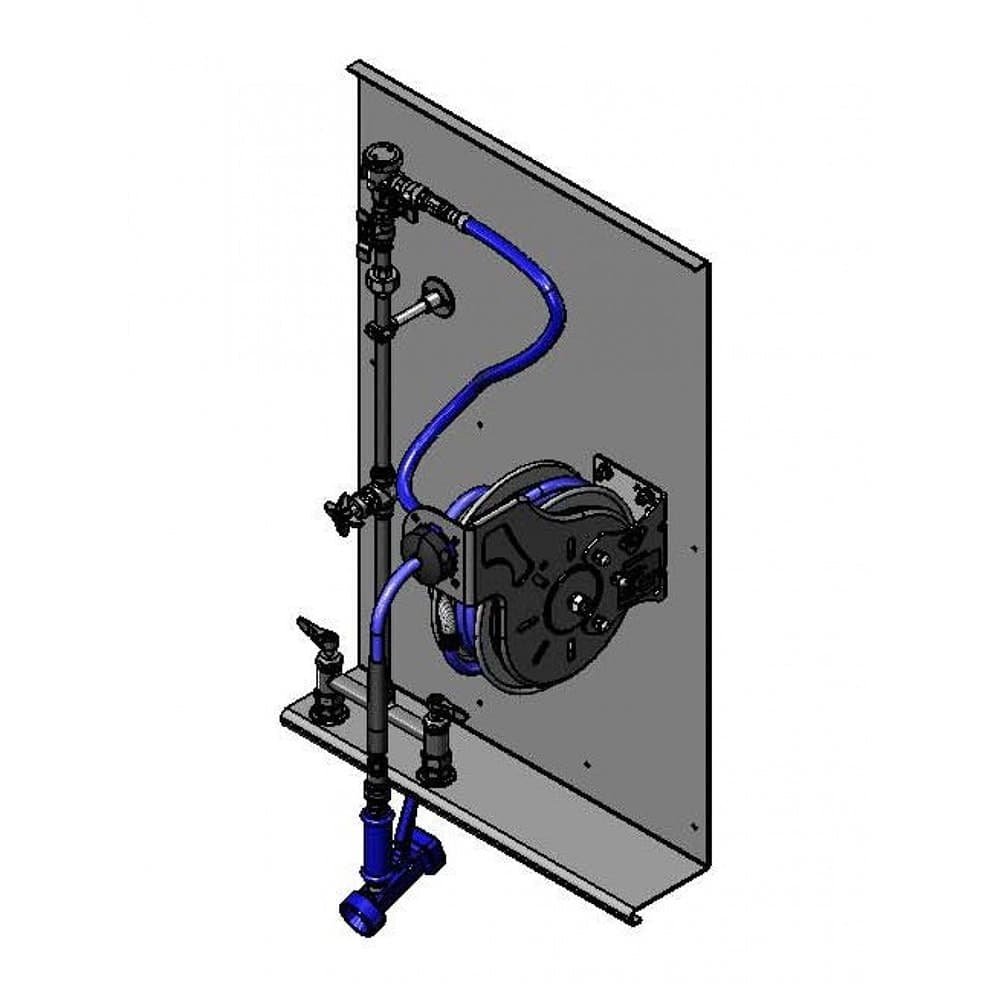 T&S B-1436-MV-CR-QD Open Hose Reel Assembly w/ 15 ft Hose & Mixing Faucet - 1/2" NPT