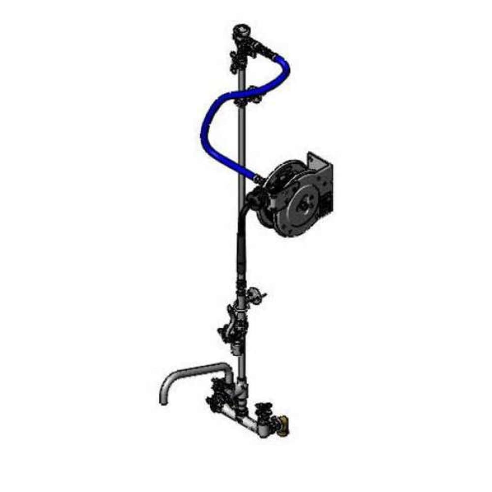 T&S B-1439-BF12-C12 12 ft Open Hose Reel Assembly w/ 8" Wall Mount Mixing Faucet - 3/4" NPT