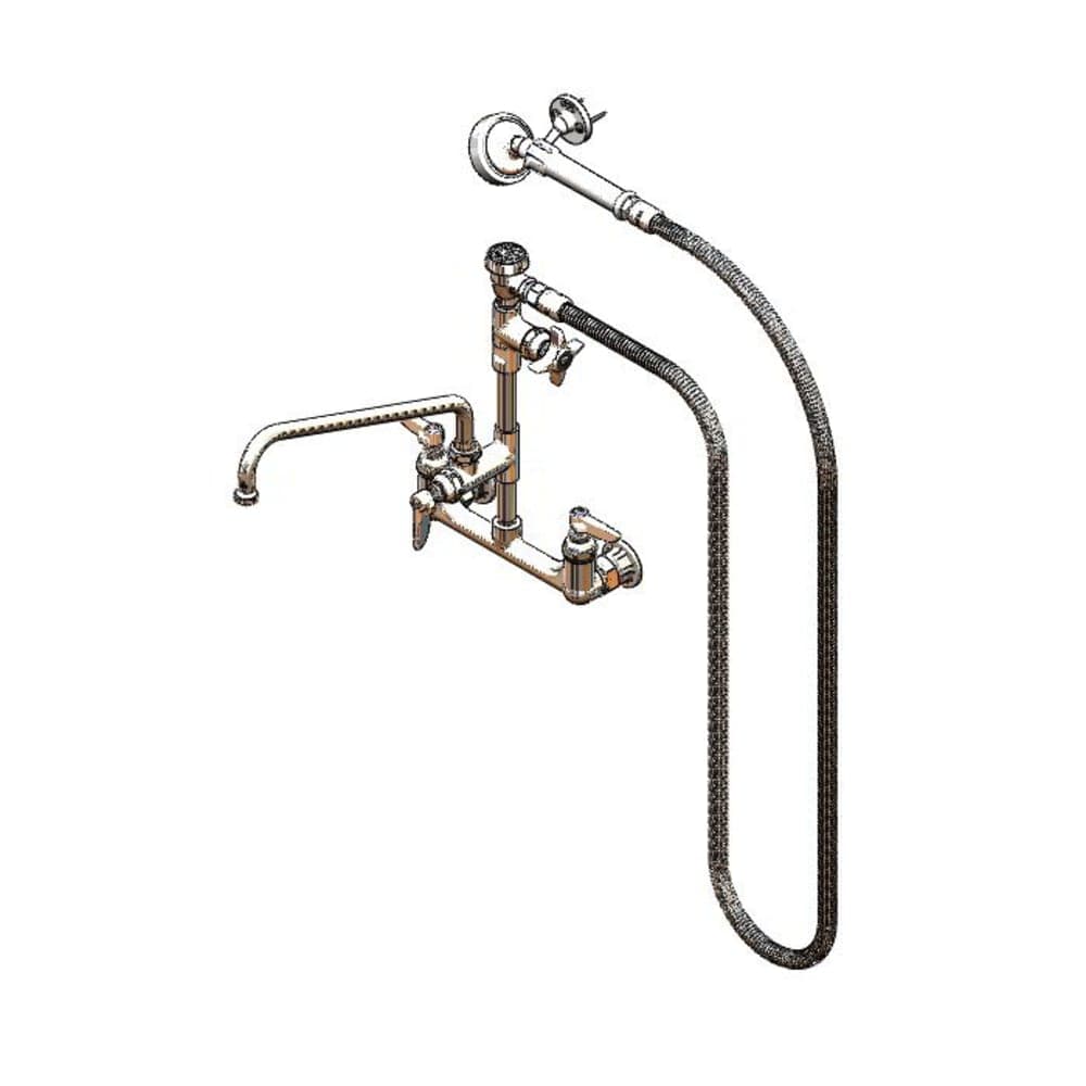 T&S B-2308 13 9/10"H Wall Mount Pre Rinse Faucet - 1.15 GPM, Base with Nozzle