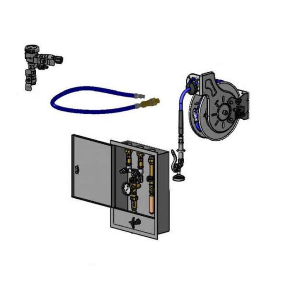 T&S B-2339-7132MVBH 35 ft Open Hose Reel Assembly w/ Rinse Control Cabinet - 1/2" NPT