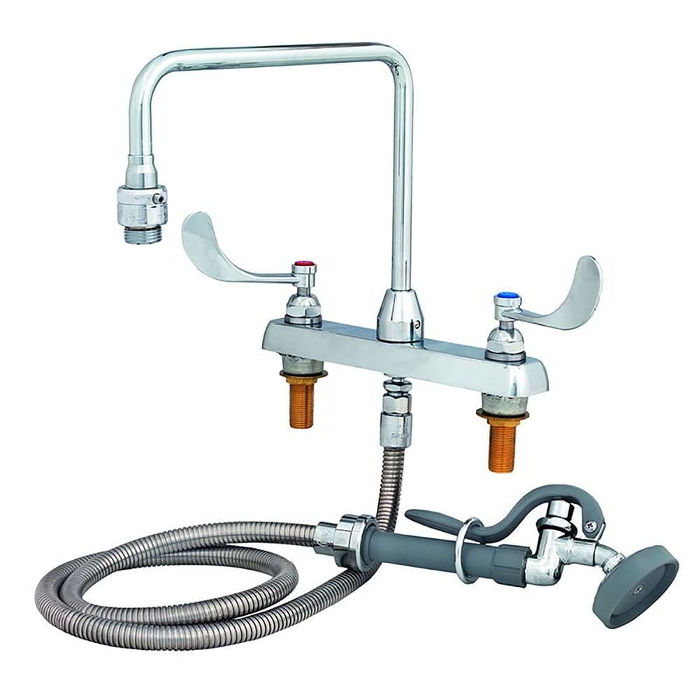 T&S B-2346 Deck Mount Faucet w/ 10" Gooseneck Nozzle & Spray Valve
