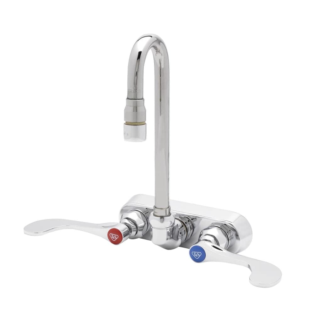 T&S B-2459 Splash Mount Faucet - 2 7/8" Swivel/Rigid Gooseneck Spout, 4" Centers