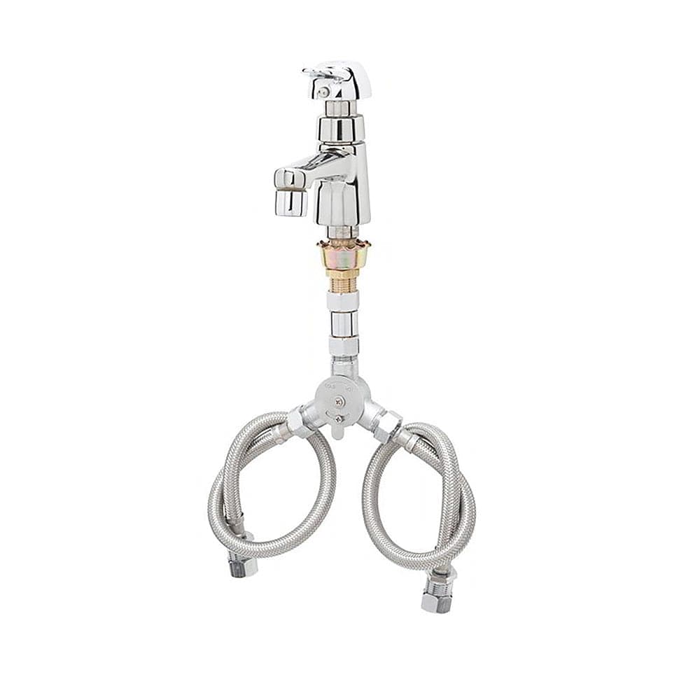 T&S B-2490-PA Basin Faucet w/ Pivot Action Metering, Flex Hoses