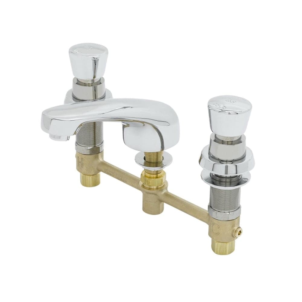 T&S B-2991 Deck Mount Lavatory Faucet w/ Metering Push Button Caps & 5" Spout