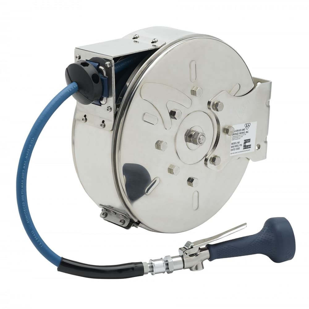 T&S B-7122-C08H Hose Reel, 30 ft, 3/8" Diameter, High Flow Valve, Stainless Steel