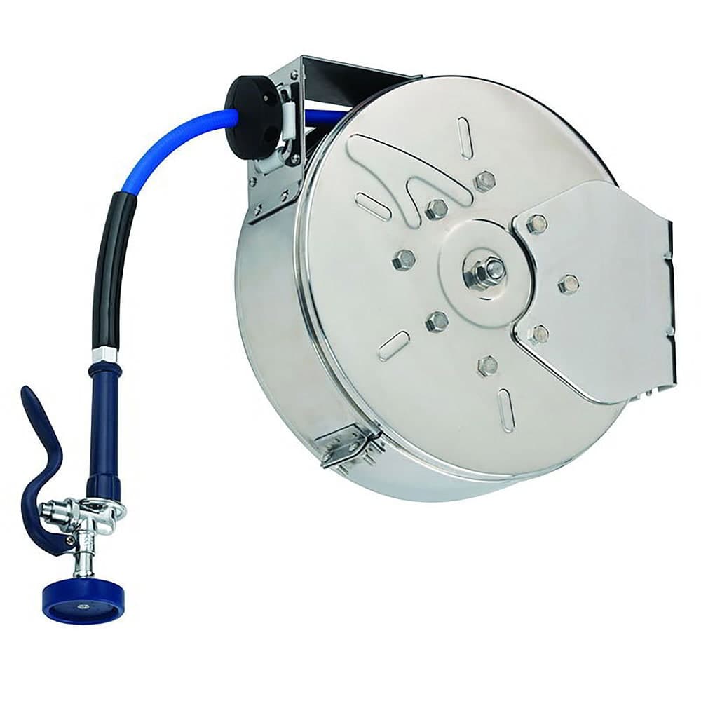 T&S B-7142-C01 Hose Reel, Enclosed, SS, 50 ft, Hose, 3/8 Diameter, Spray Valve