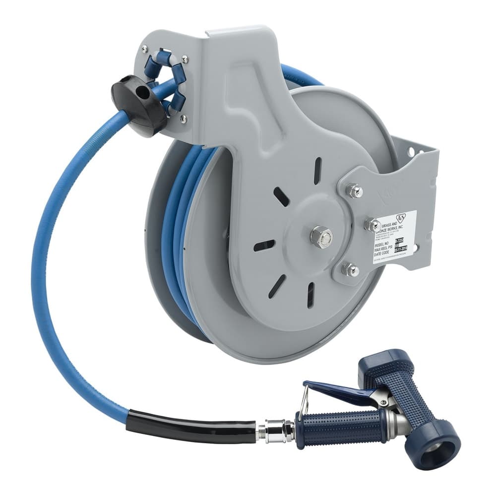 T&S B-7232-02 Open Hose Reel w/ 35 ft Hose, 3/8" ID & Rear Trigger Water Gun