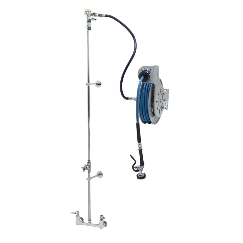 T&S B-7232-U01XS1E Open Hose Reel Assembly w/ 35 ft Hose & 8" Wall-Mount Mixing Faucet
